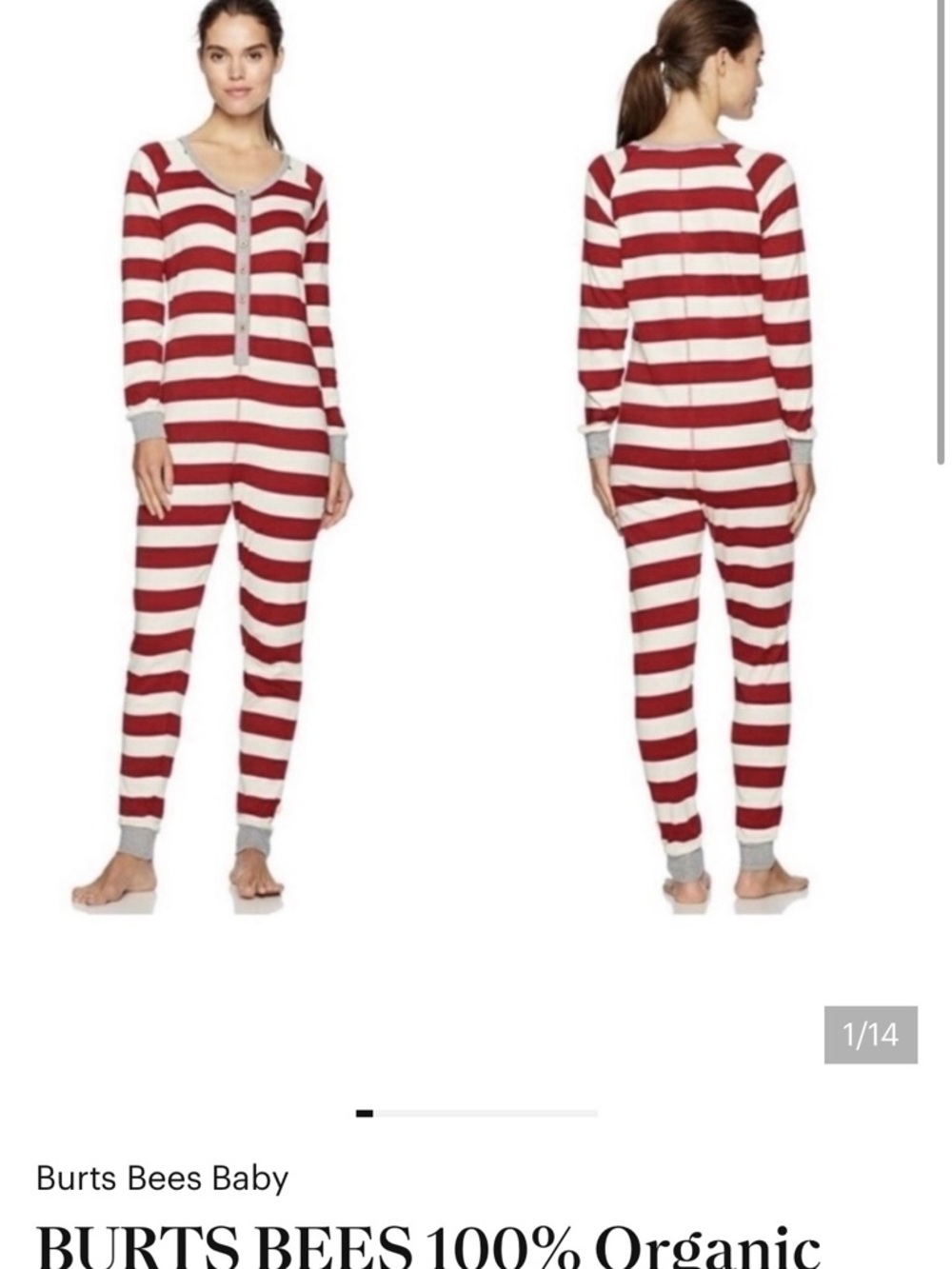 Striped Red & White Women's One-Piece Pajama Jumpsuit